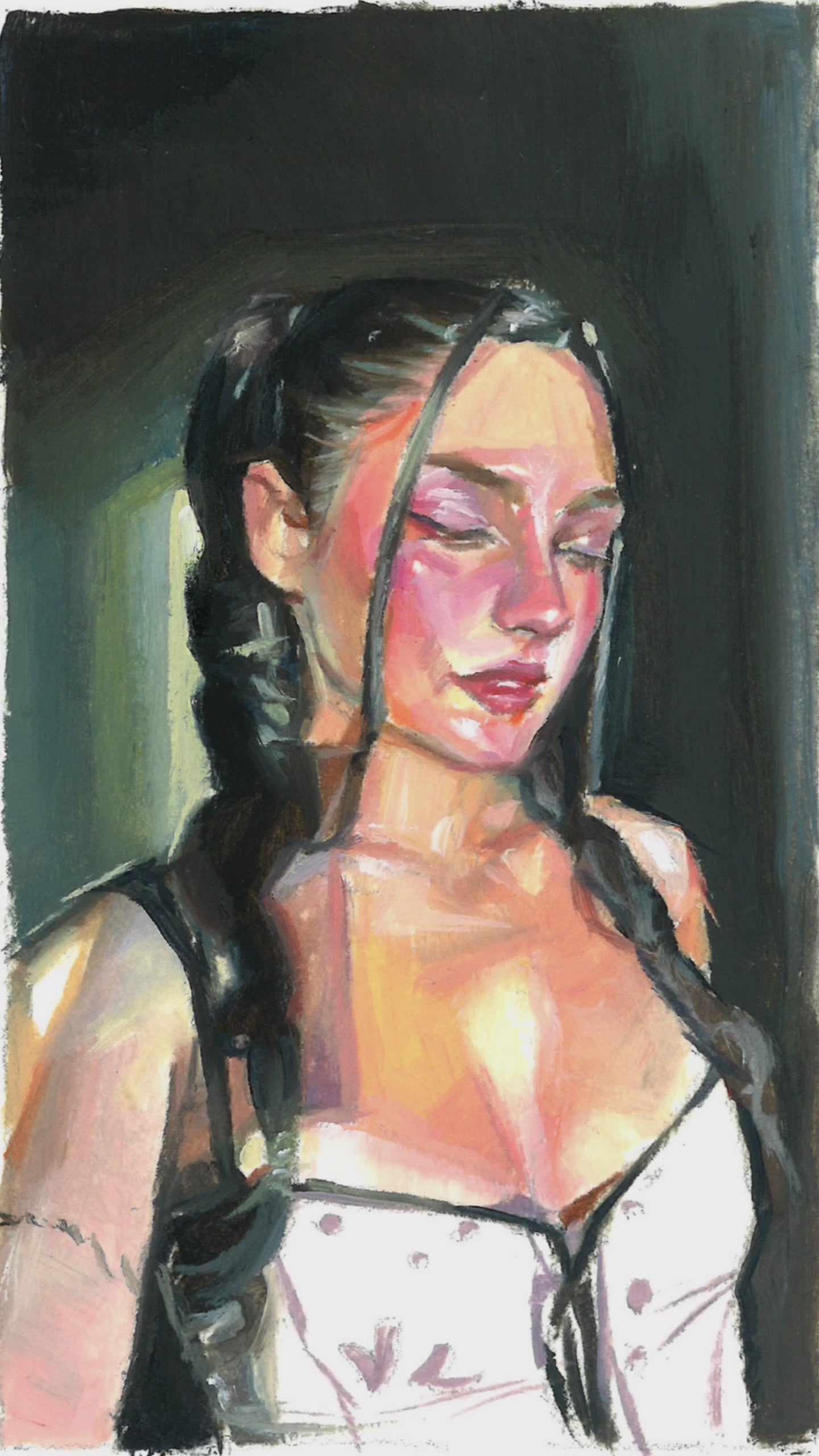 Load video: headrush, oil on paper, 16 frames, 2024